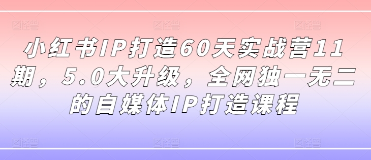 小红书IP打造60天实战营11期，5.0大升级，全网独一无二的自媒体IP打造课程-GQ头条