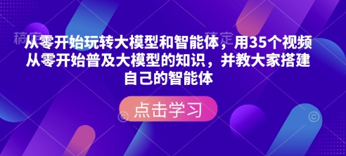 从零开始玩转大模型和智能体，​用35个视频从零开始普及大模型的知识，并教大家搭建自己的智能体-GQ头条