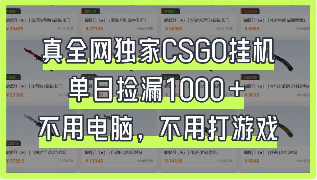 真全网独家CSGO挂机，单日捡漏1000+，不用电脑，不用养号-GQ头条