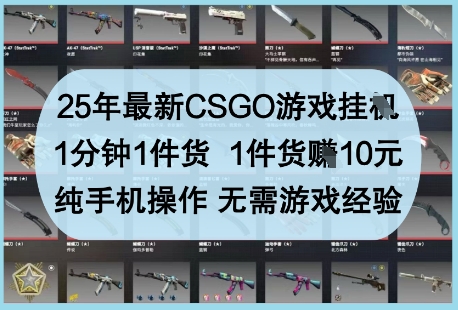 25年最新CSGO游戏挂G，1分钟1件货，1件货挣10元，纯手机操作，无需游戏经验【揭秘】-GQ头条