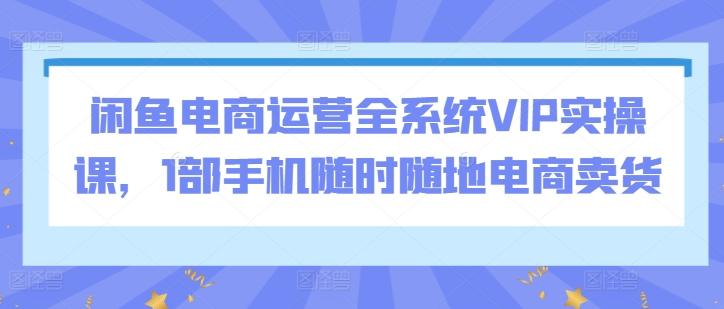 闲鱼电商运营全系统VIP实操课，1部手机随时随地电商卖货-GQ头条