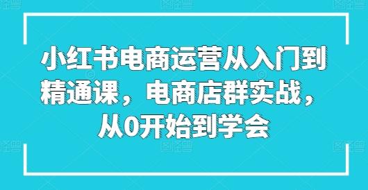 小红书电商运营从入门到精通课，电商店群实战，从0开始到学会-GQ头条