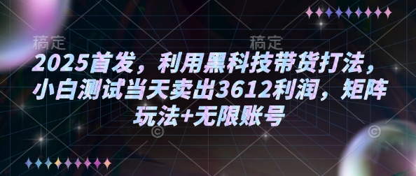 2025首发，利用黑科技带货打法，小白测试当天卖出3612利润，矩阵玩法+无限账号【揭秘】-GQ头条